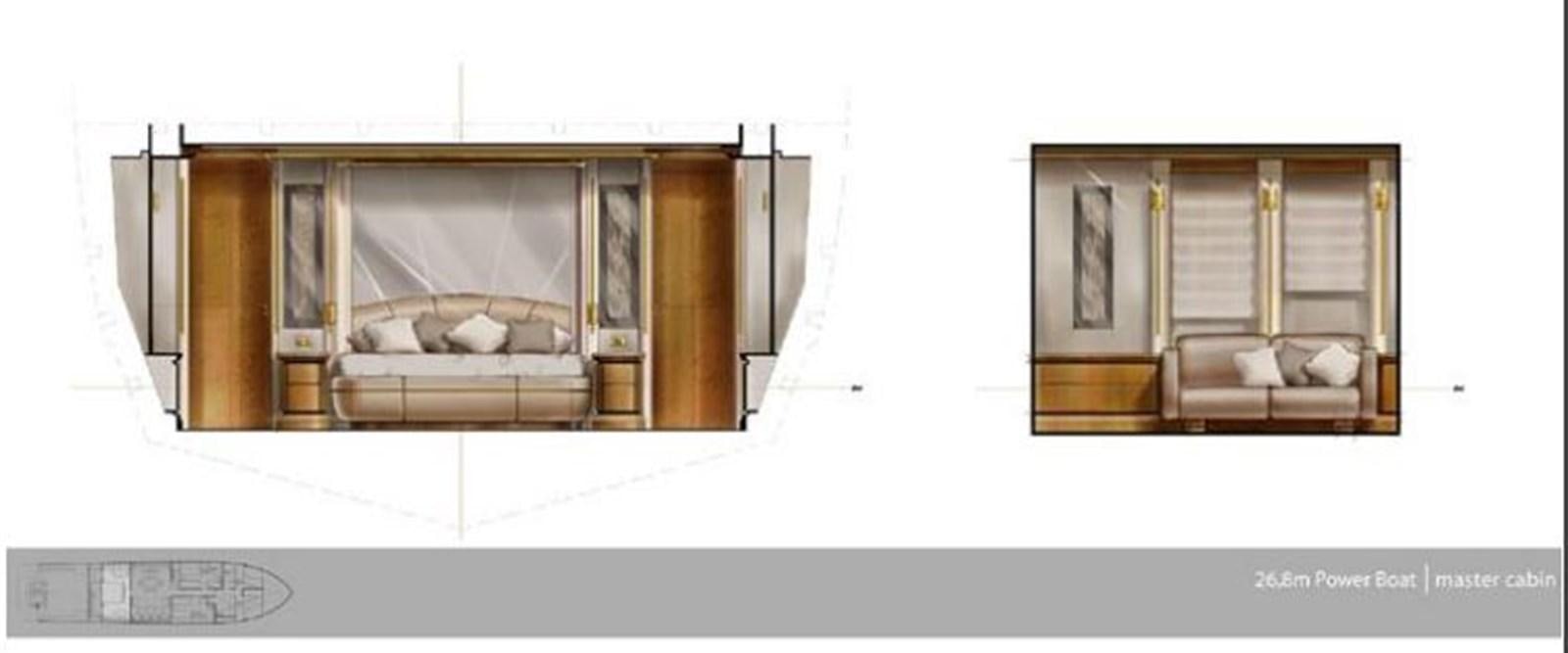 a bed with a window aboard ALTINEL 92' Yacht for Sale