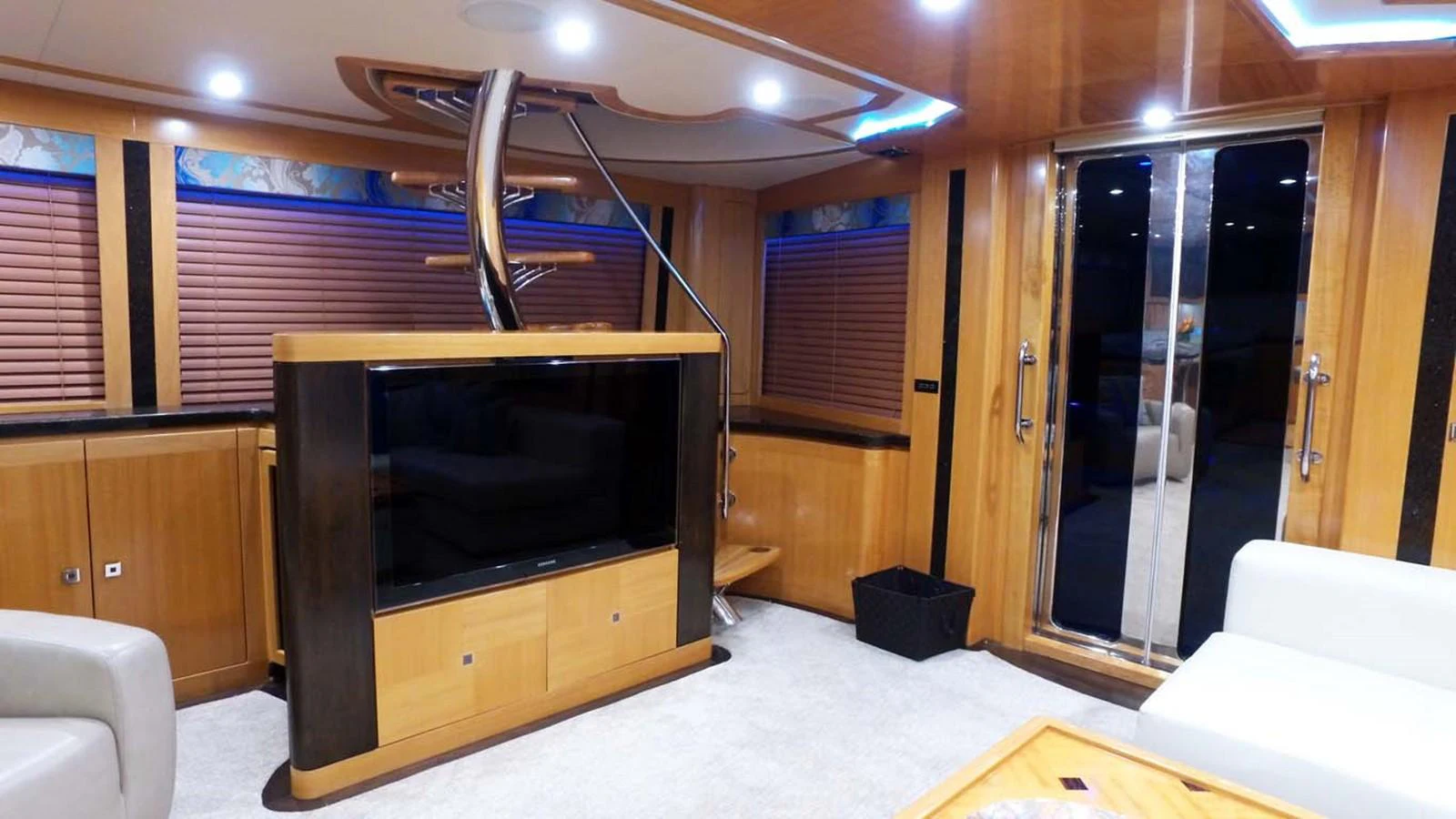 a room with a tv and a couch aboard SILKY Yacht for Sale