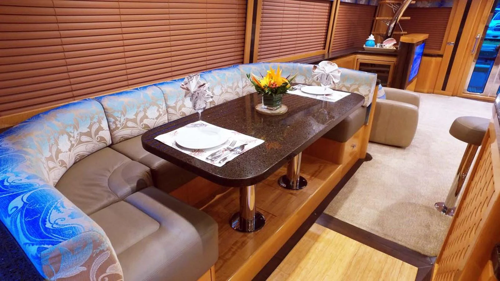 a coffee table in a room aboard SILKY Yacht for Sale