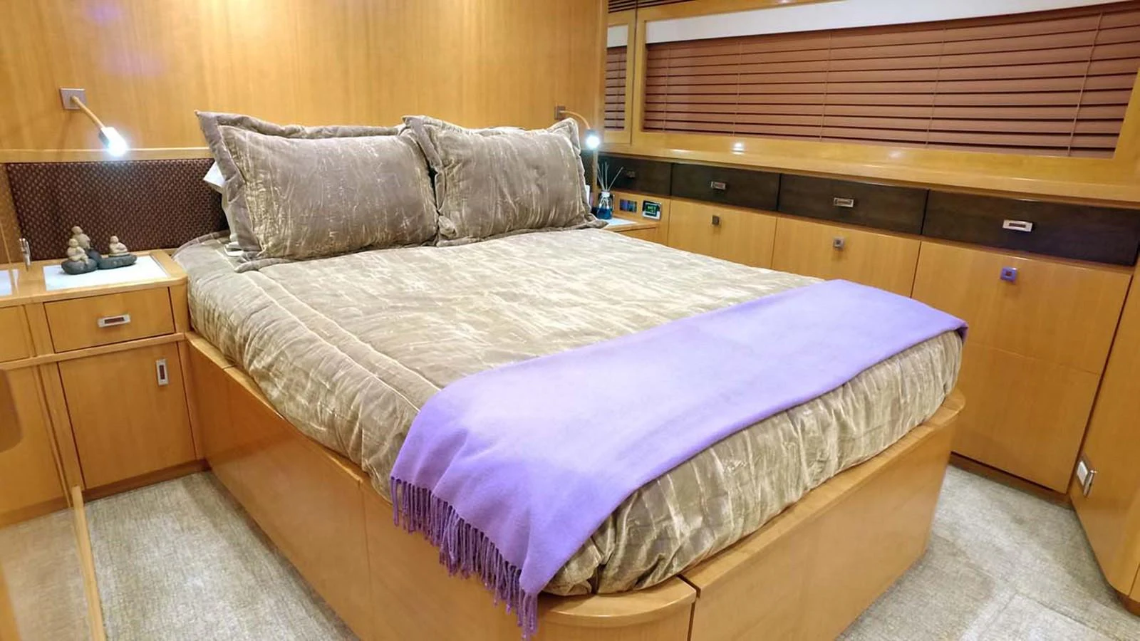 a bed in a room aboard SILKY Yacht for Sale
