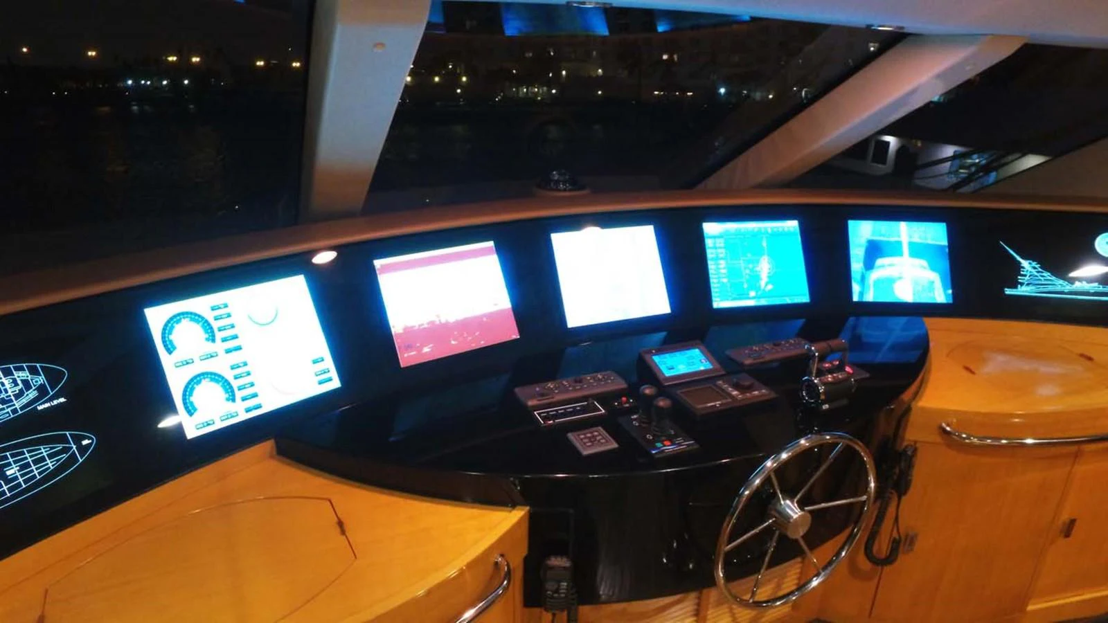 a room with many monitors aboard SILKY Yacht for Sale