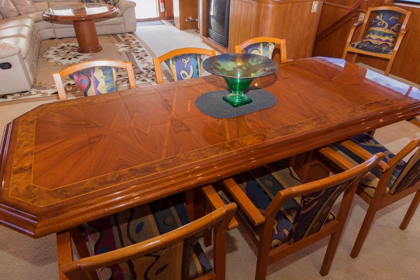 a table with a bowl on it aboard LADY CHARLOTTE Yacht for Sale