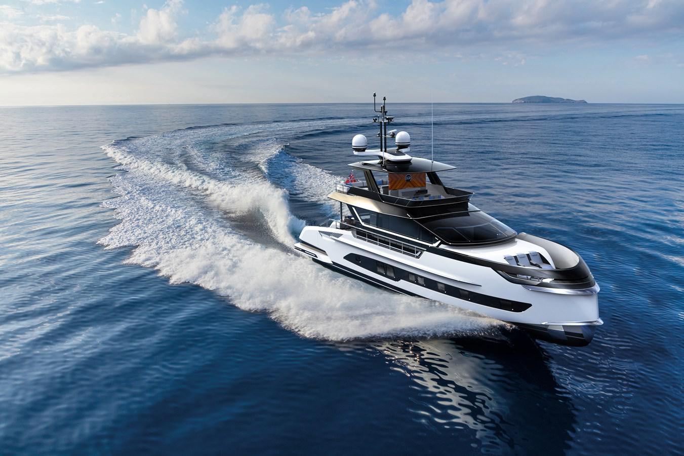 a boat on the water aboard DYNAMIQ GTM 90 BEACH CLUB Yacht for Sale