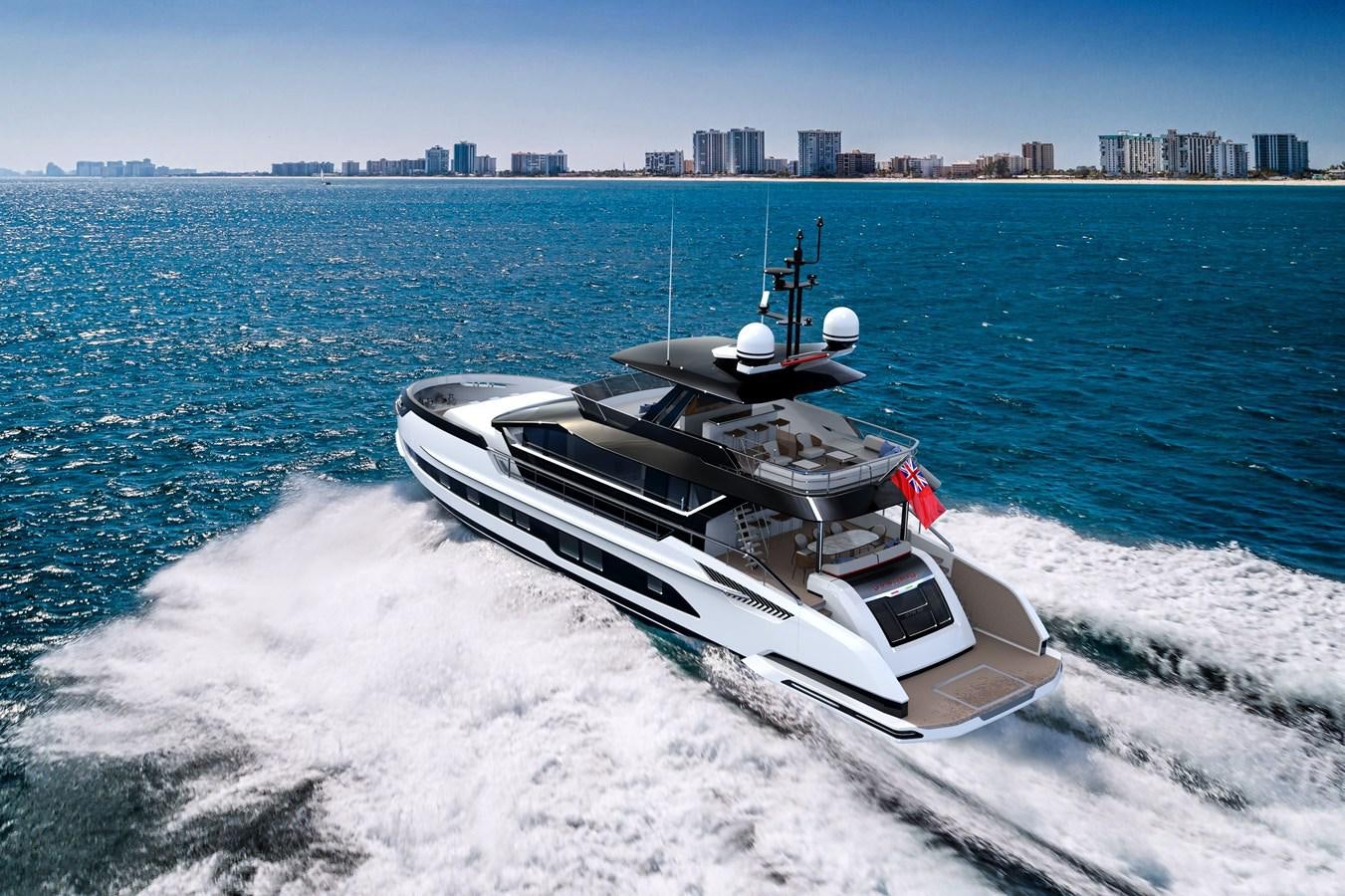 a boat on the water aboard DYNAMIQ GTM 90 BEACH CLUB Yacht for Sale