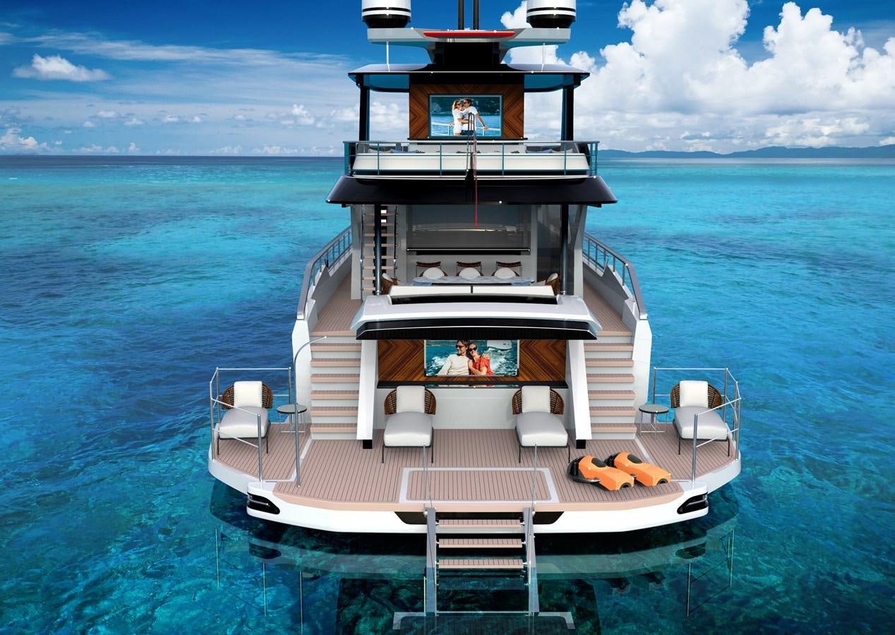a boat in the water aboard DYNAMIQ GTM 90 BEACH CLUB Yacht for Sale