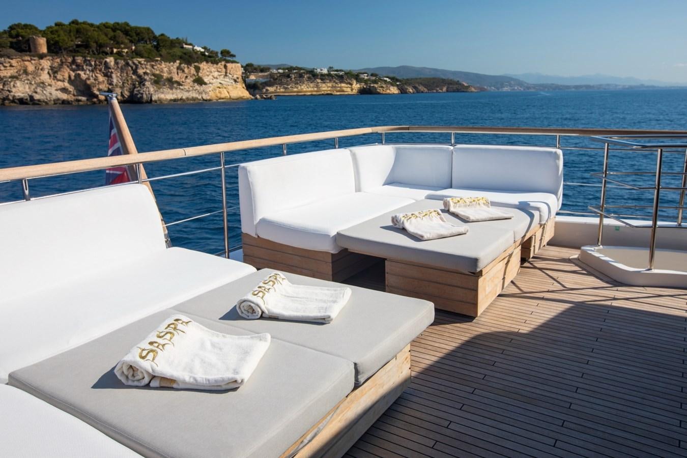 a bed on a boat aboard MAI Yacht for Sale