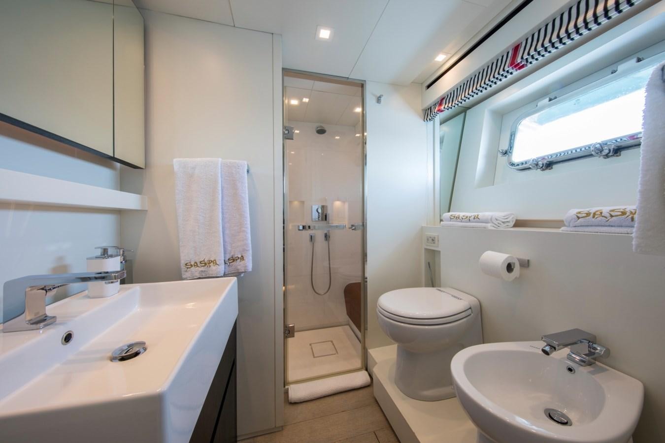 a bathroom with a sink toilet and a shower aboard MAI Yacht for Sale