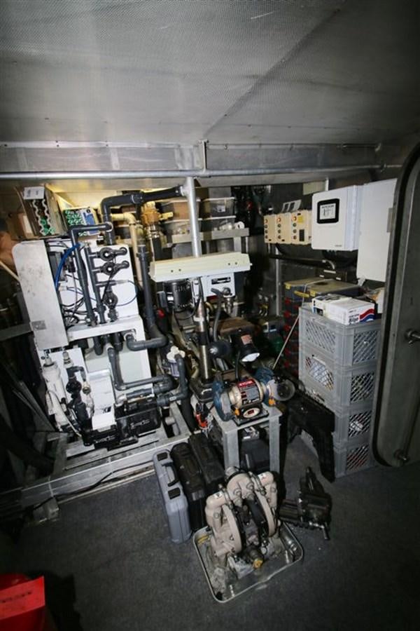 a room full of electronics aboard ROSA Yacht for Sale