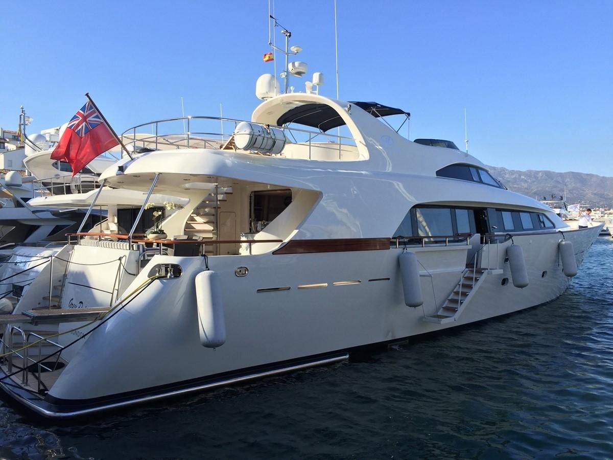 a large white yacht aboard LADY MIKKI Yacht for Sale