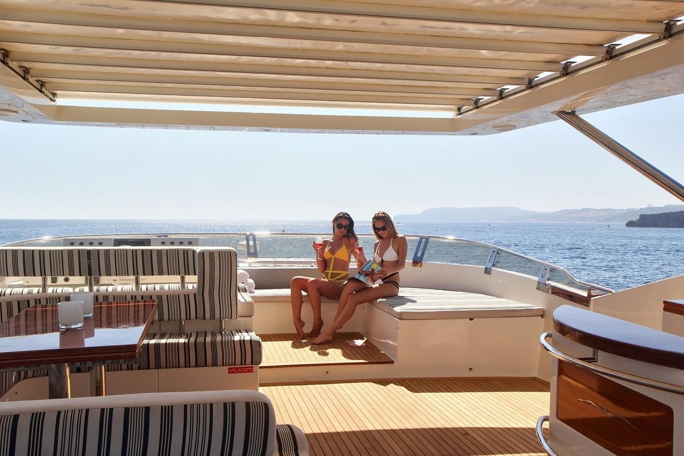 two women sitting on a boat aboard SICILIA IV Yacht for Sale