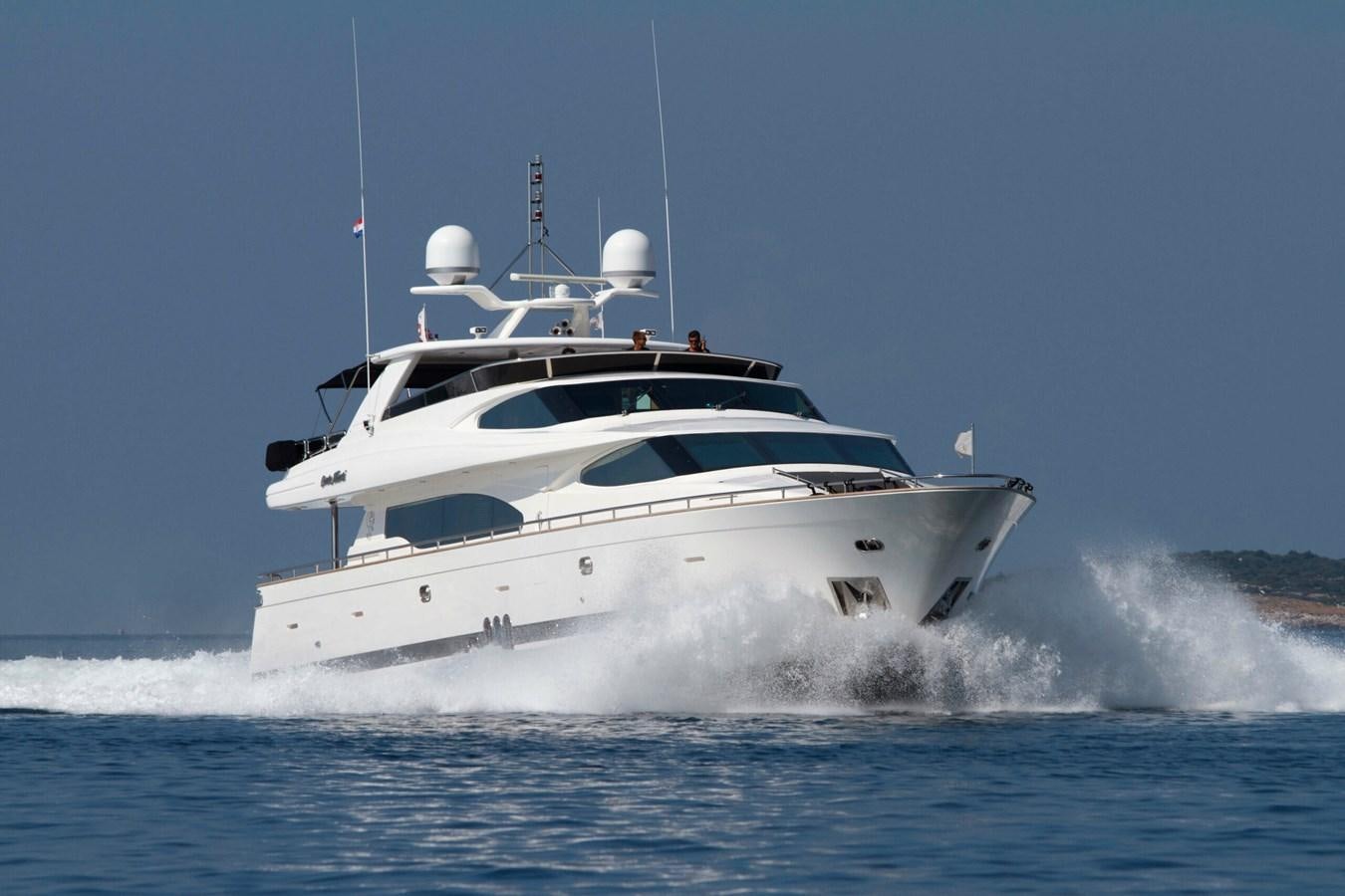 a white yacht on the water aboard CONTE ALBERTI Yacht for Sale