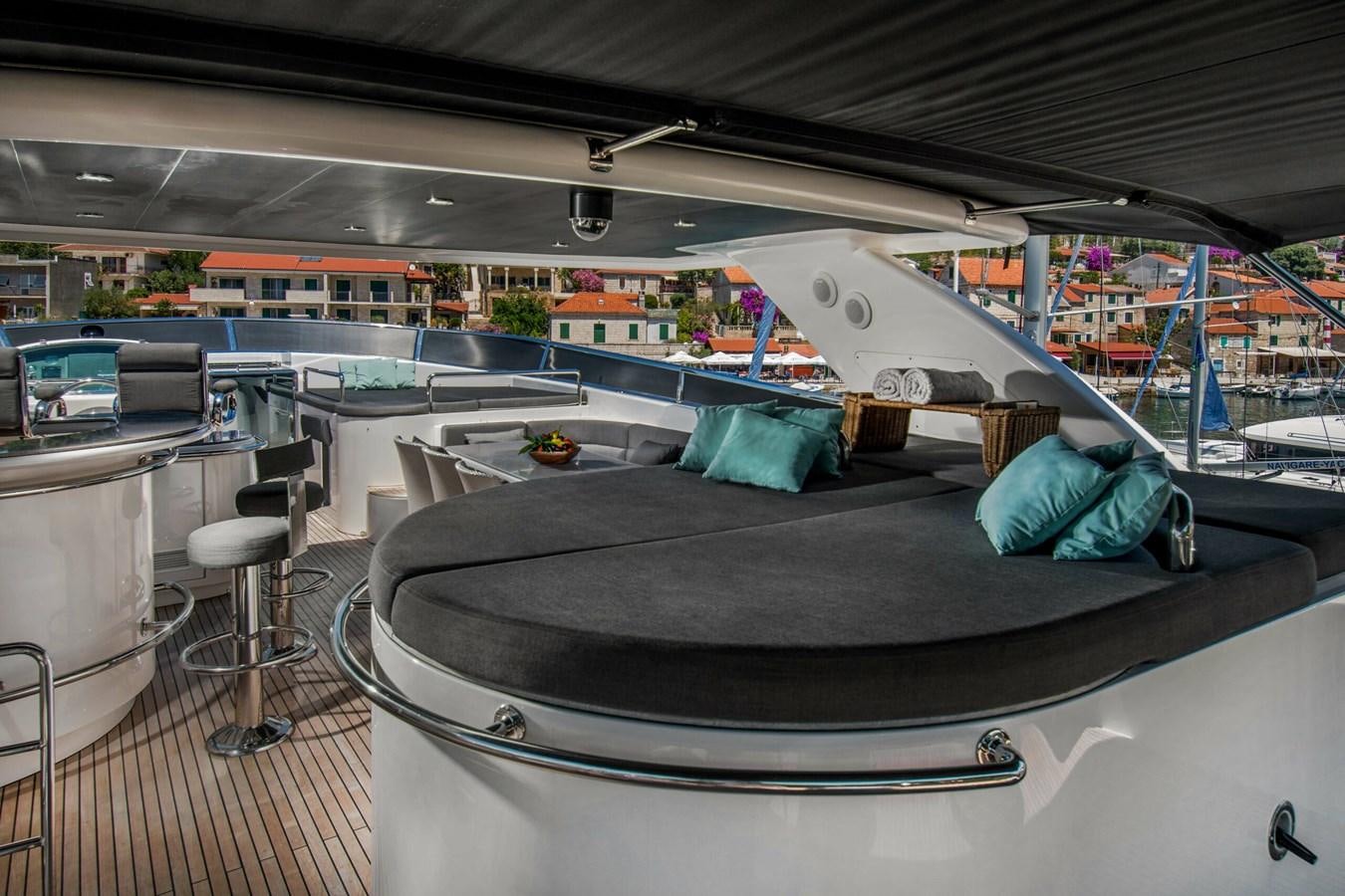 a luggage sits on a luggage carousel aboard CONTE ALBERTI Yacht for Sale