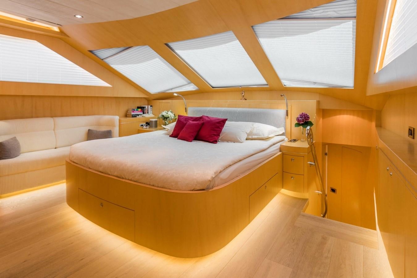 a bed in a room aboard CONTE ALBERTI Yacht for Sale