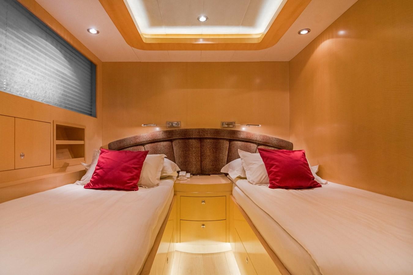 a room with two beds aboard CONTE ALBERTI Yacht for Sale