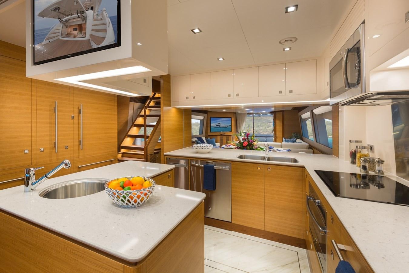 a kitchen with a bowl of fruit aboard FD90  (NEW BOAT SPEC)  Yacht for Sale