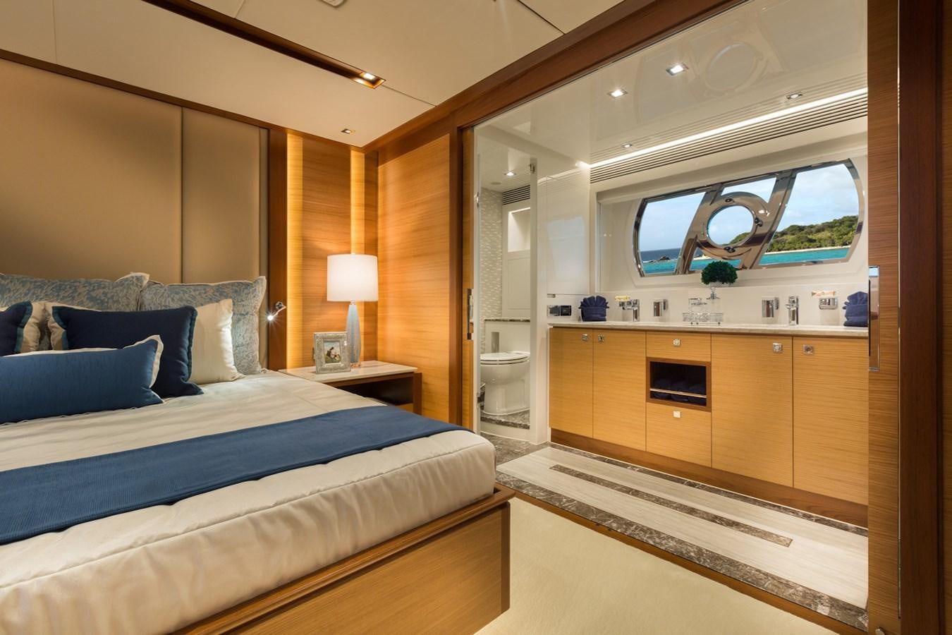 a bedroom with a bed and a mirror aboard FD90  (NEW BOAT SPEC)  Yacht for Sale