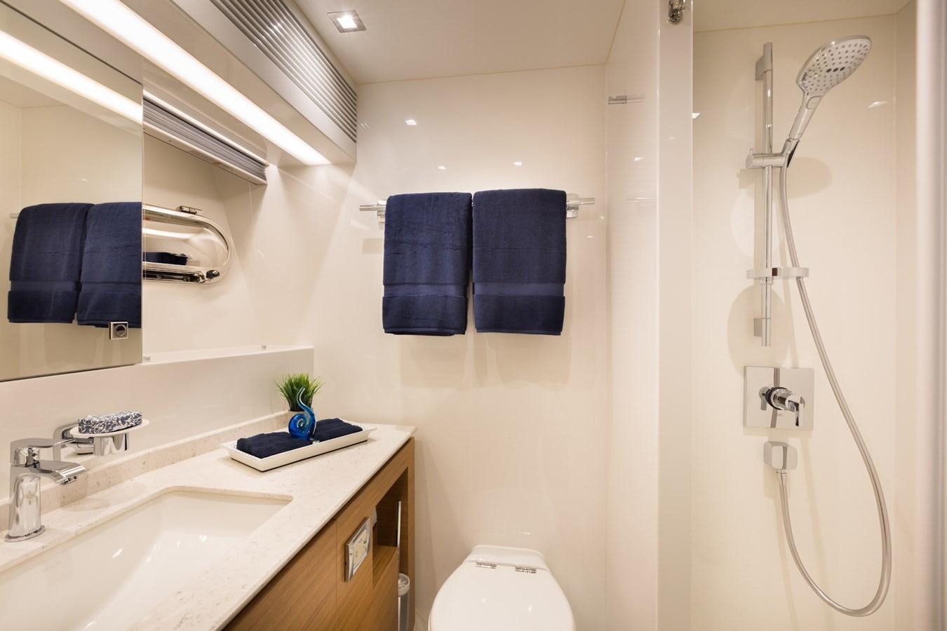 a bathroom with a shower and sink aboard FD90  (NEW BOAT SPEC)  Yacht for Sale