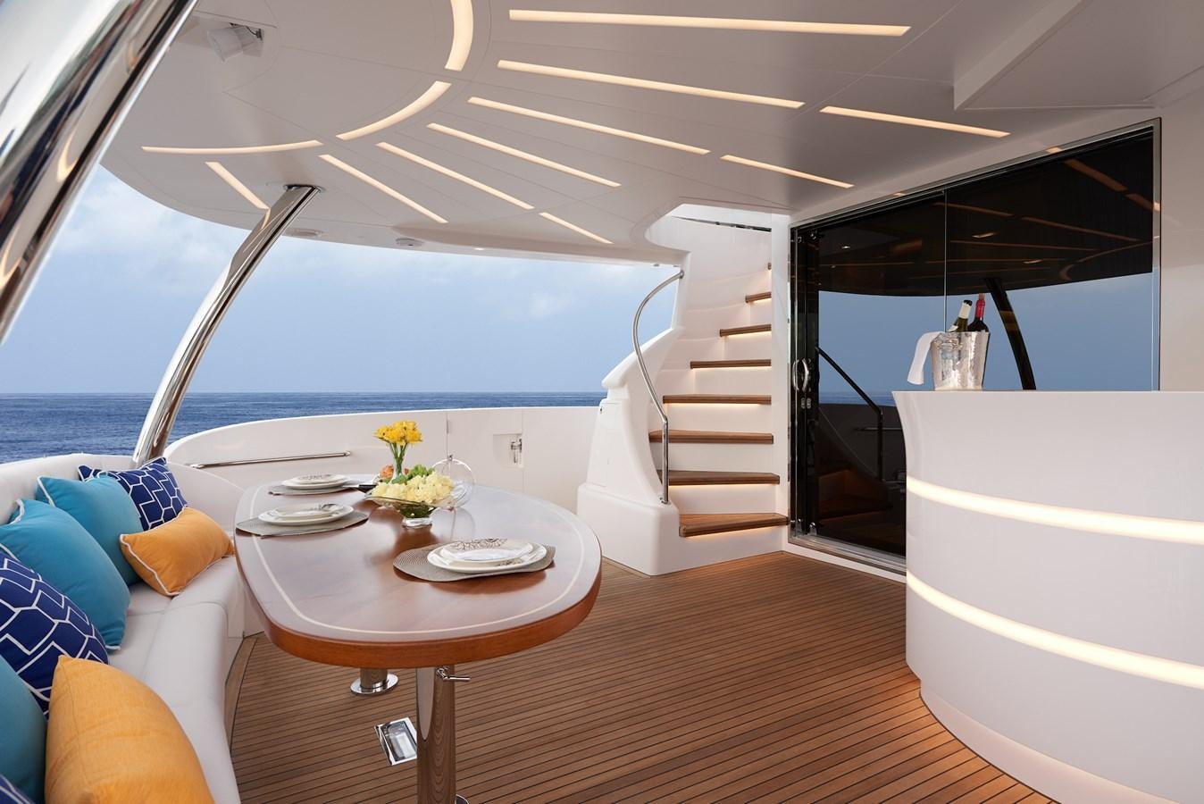 a modern looking living room with a large open window aboard FD90  (NEW BOAT SPEC)  Yacht for Sale