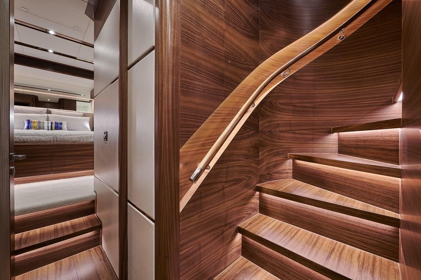 a wooden staircase in a building aboard FD90  (NEW BOAT SPEC)  Yacht for Sale