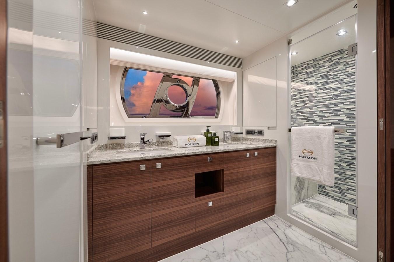 a bathroom with a large mirror aboard FD90  (NEW BOAT SPEC)  Yacht for Sale