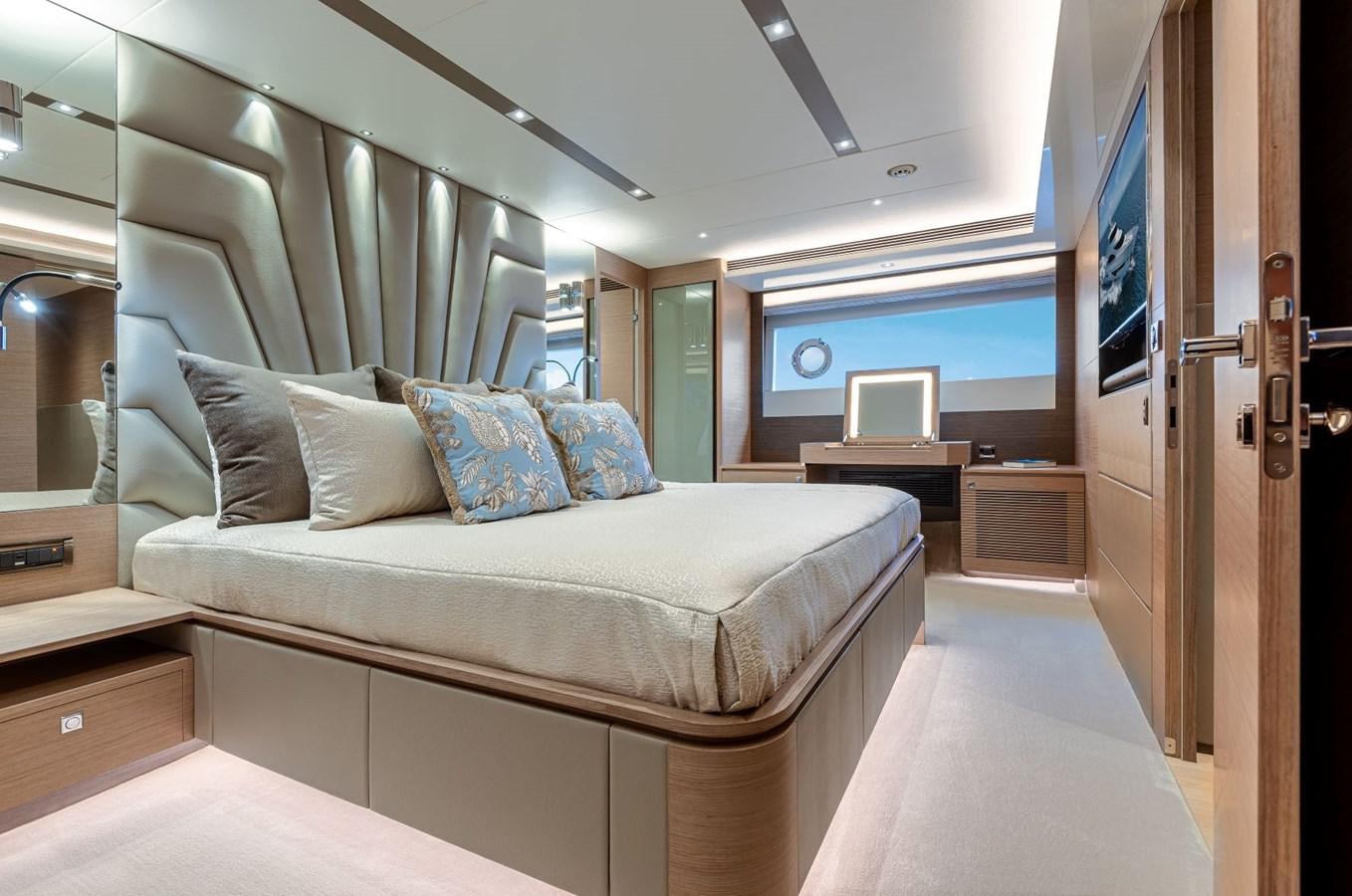 a bed in a room aboard FD90  (NEW BOAT SPEC)  Yacht for Sale