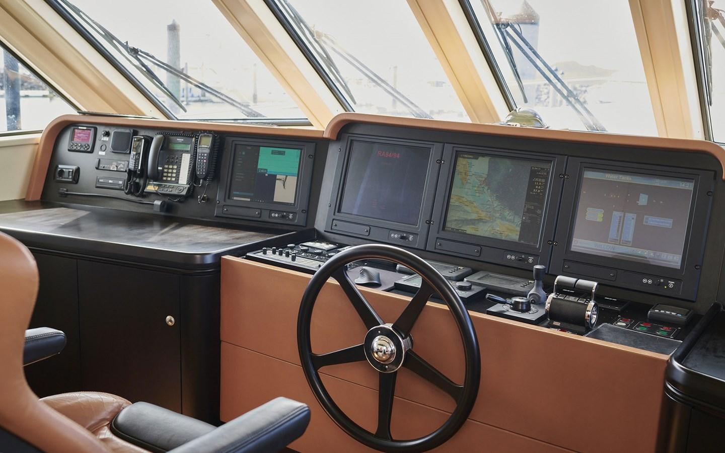 inside of a bus with monitors and monitors aboard WILLOW Yacht for Sale