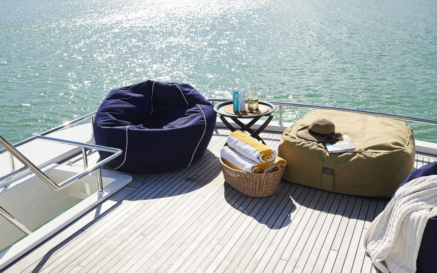 a couple of baskets on a boat aboard WILLOW Yacht for Sale
