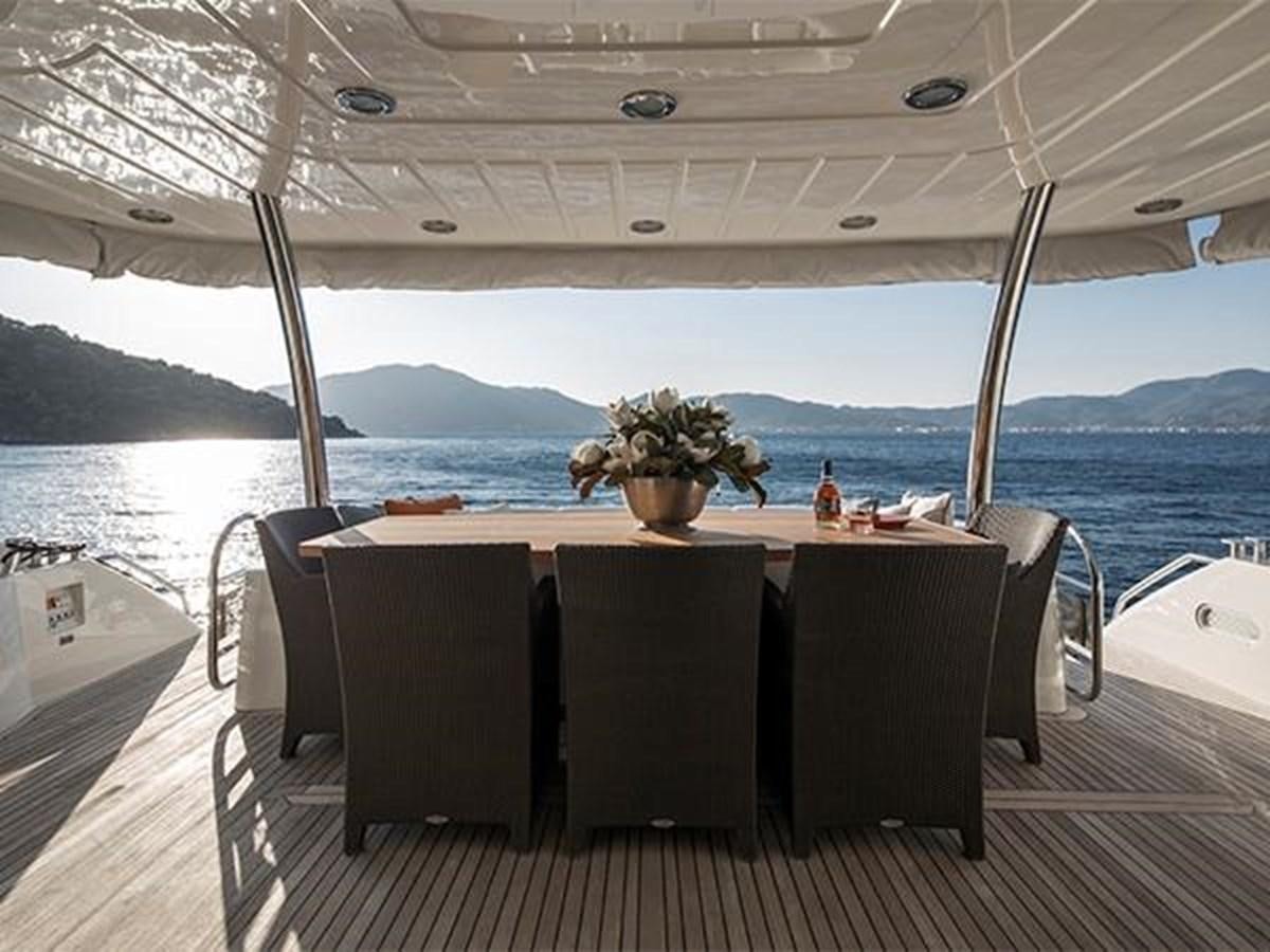 a table on a boat aboard UNIQUE NAZ Yacht for Sale