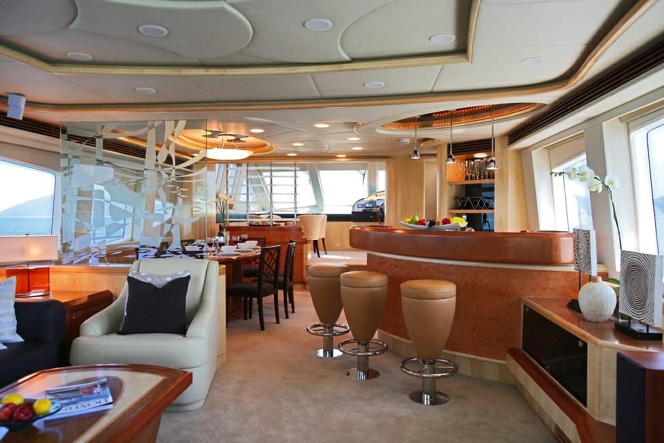 a room with a table chairs and a window aboard NEW OCEAN 88 Yacht for Sale