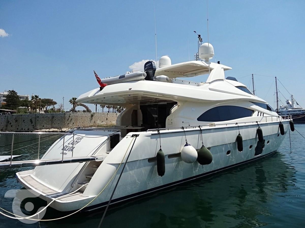 a white boat in the water aboard FAIR LADY SILVIA Yacht for Sale