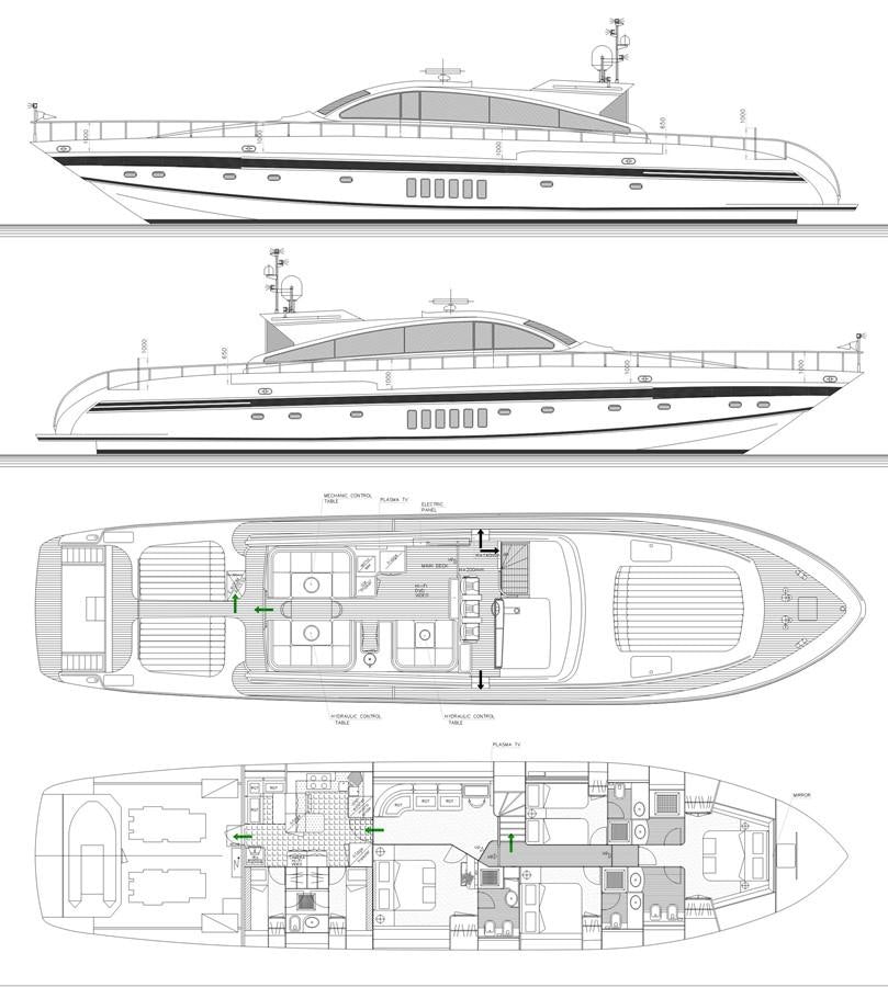 diagram, engineering drawing aboard MYSVEN Yacht for Sale
