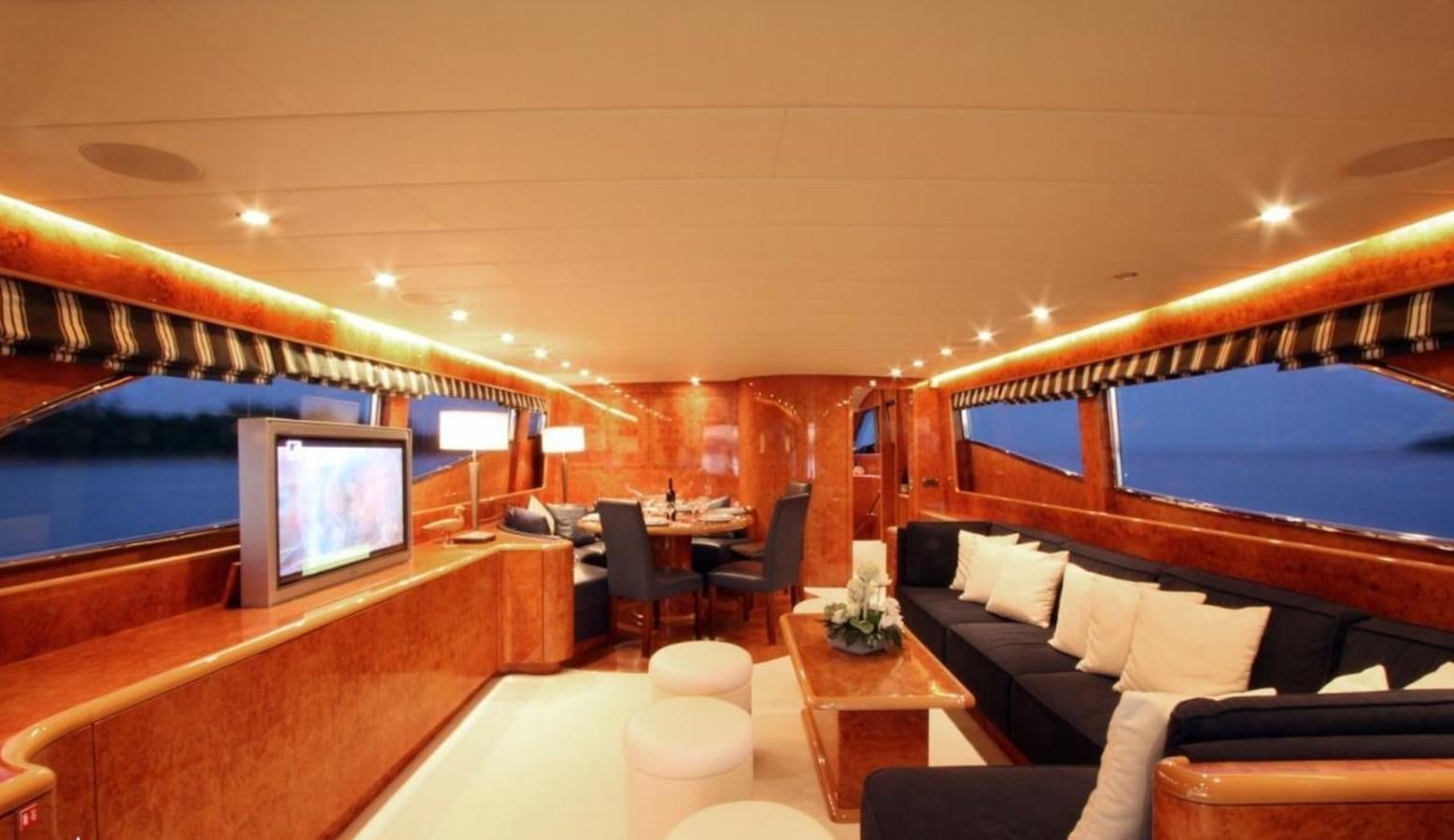a room with a large window and a large television aboard MAGENTA I Yacht for Sale
