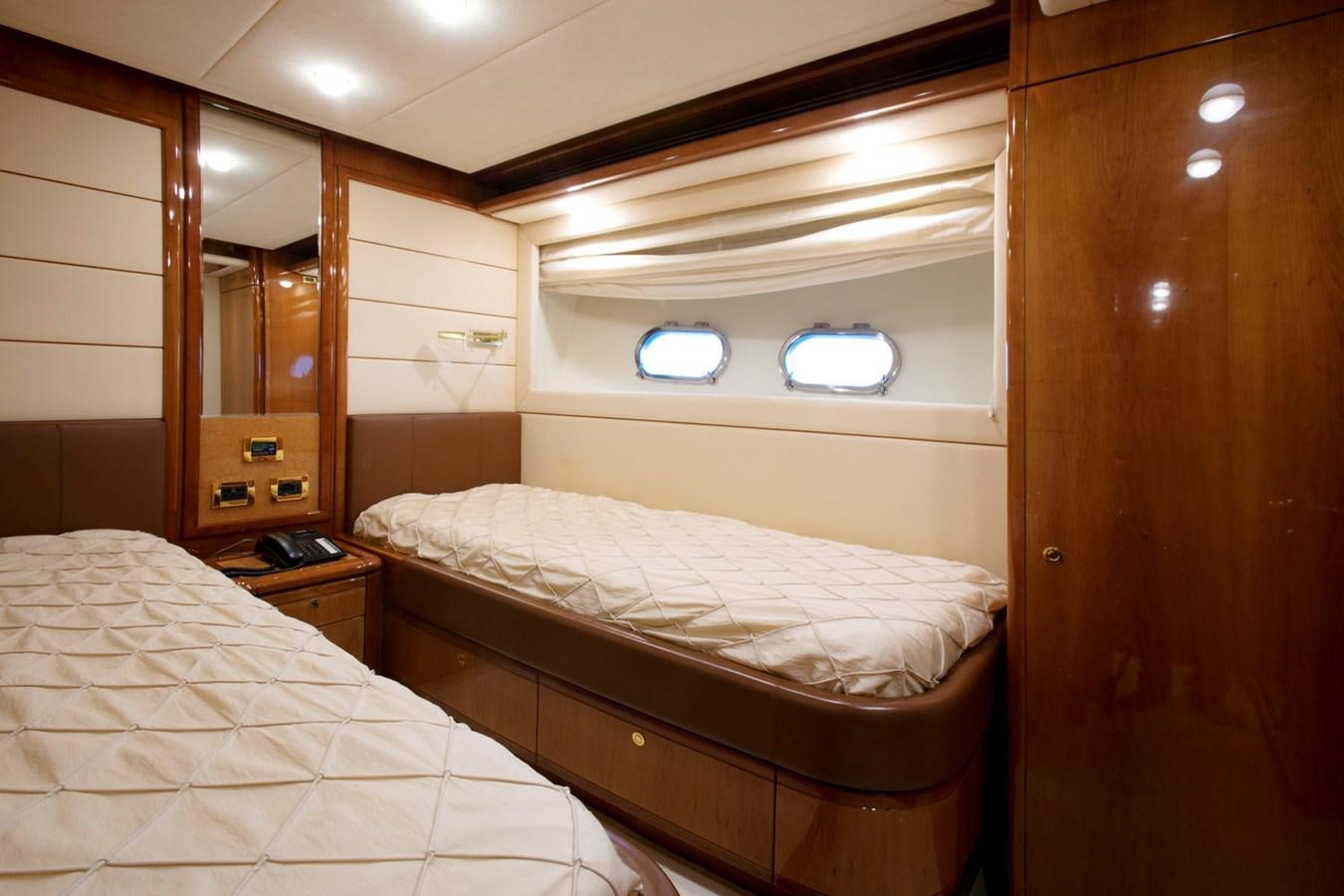a room with two beds aboard LADY VICTORIA Yacht for Sale