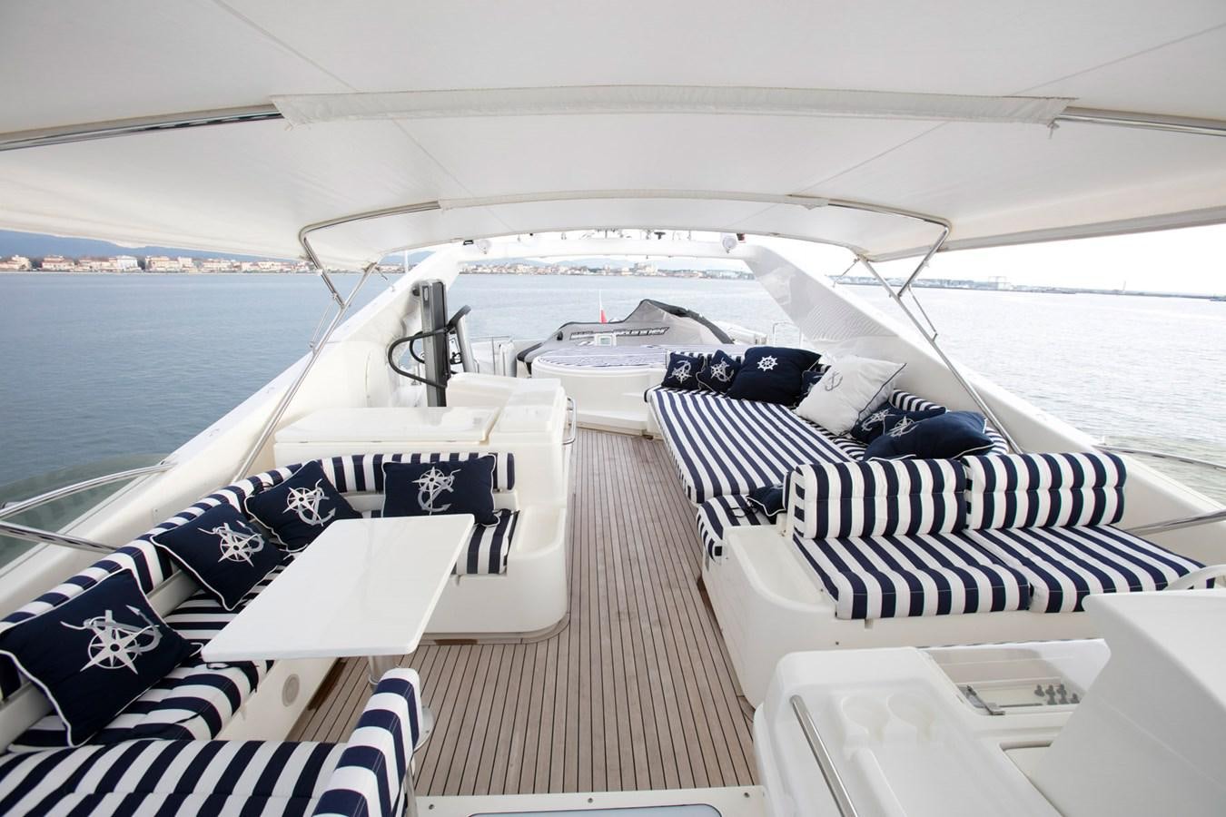 a row of white boats on a deck aboard LADY VICTORIA Yacht for Sale