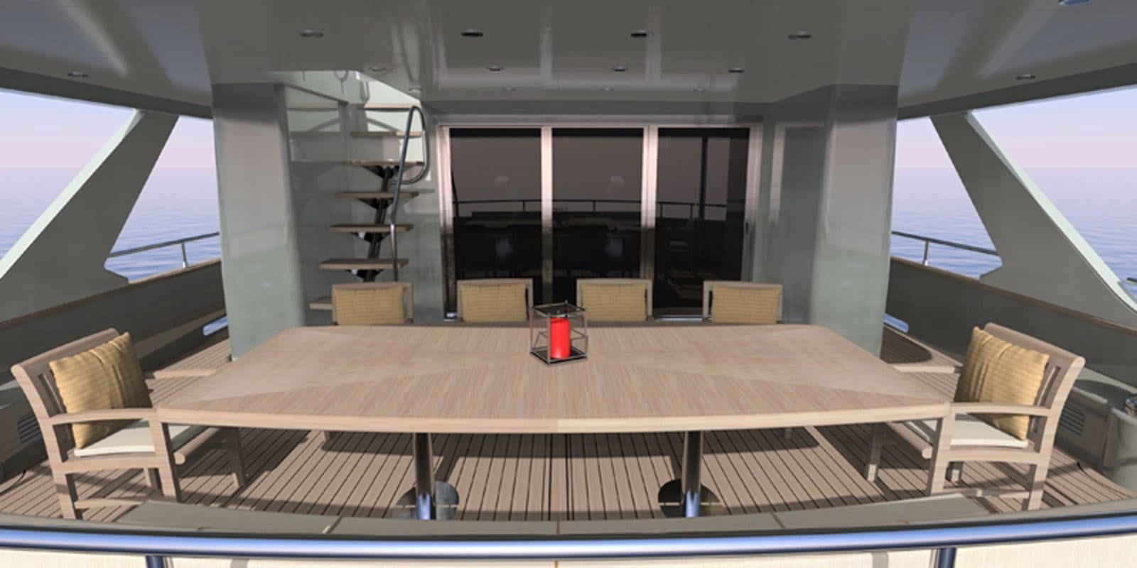 a room with chairs and a table aboard NAVETTA 656 Yacht for Sale