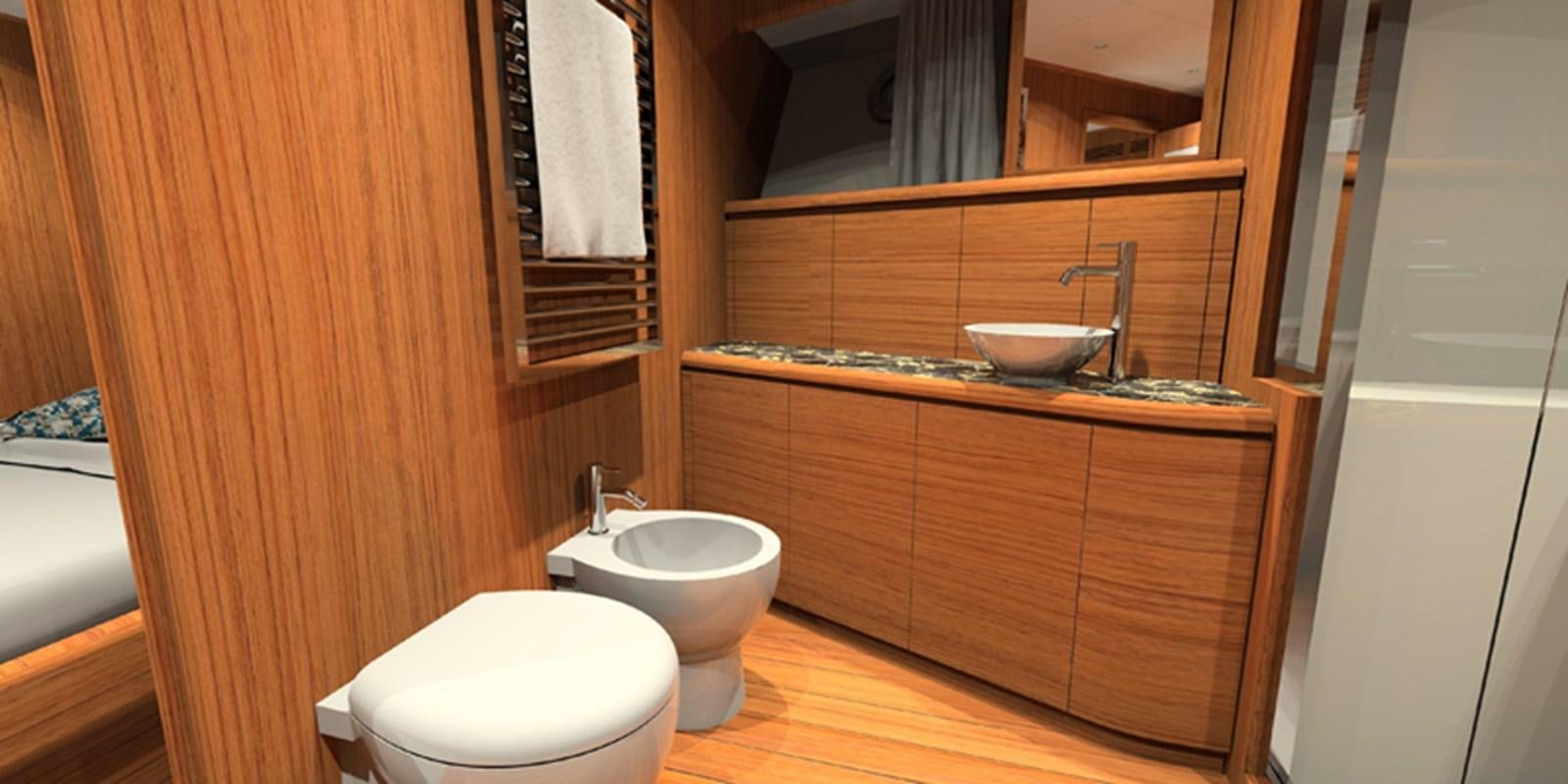 a bathroom with a sink and toilet aboard NAVETTA 656 Yacht for Sale