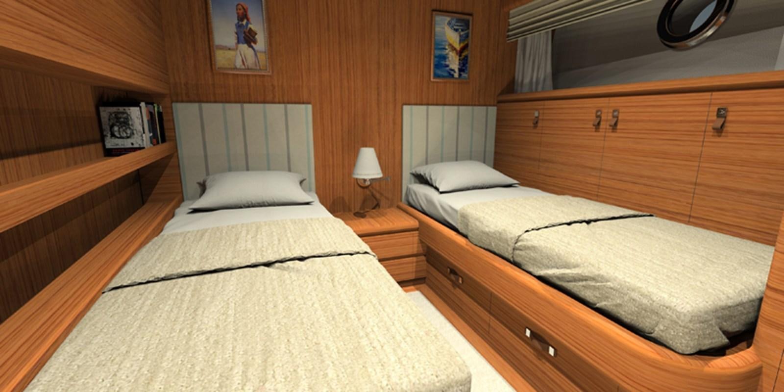 a couple of beds in a room aboard NAVETTA 656 Yacht for Sale