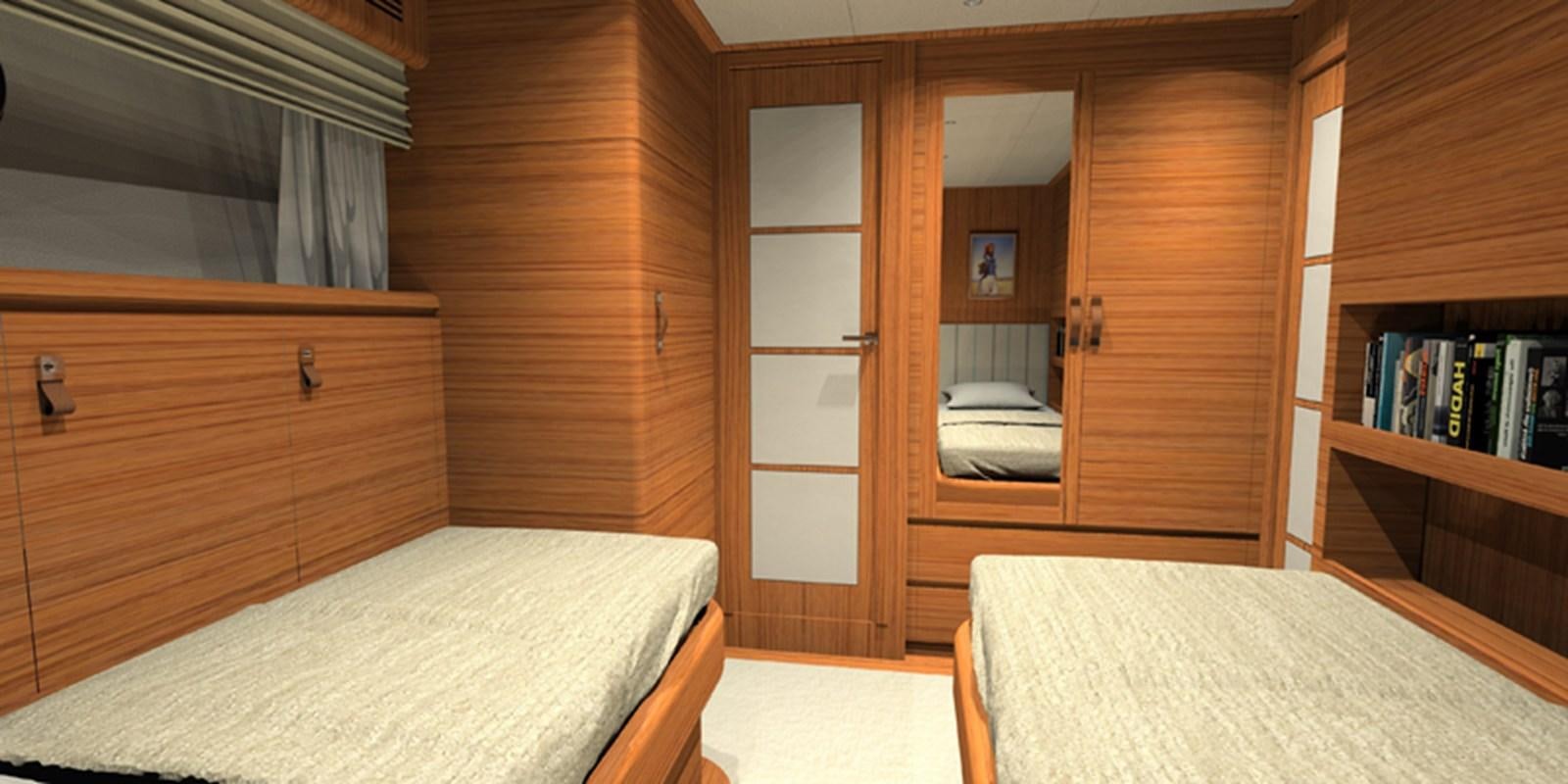 a room with a bed and a closet aboard NAVETTA 656 Yacht for Sale