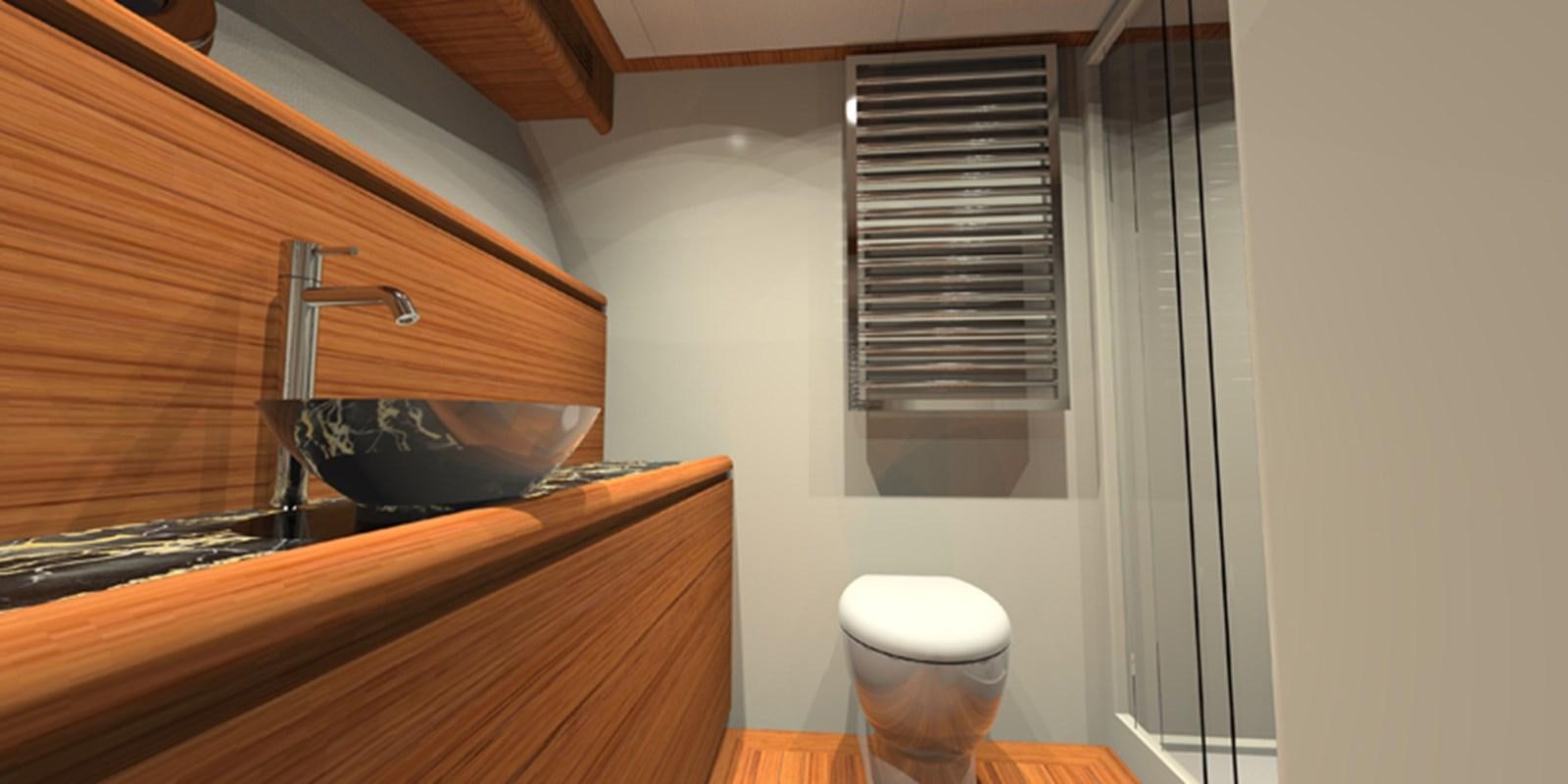 a bathroom with a sink and a toilet aboard NAVETTA 656 Yacht for Sale