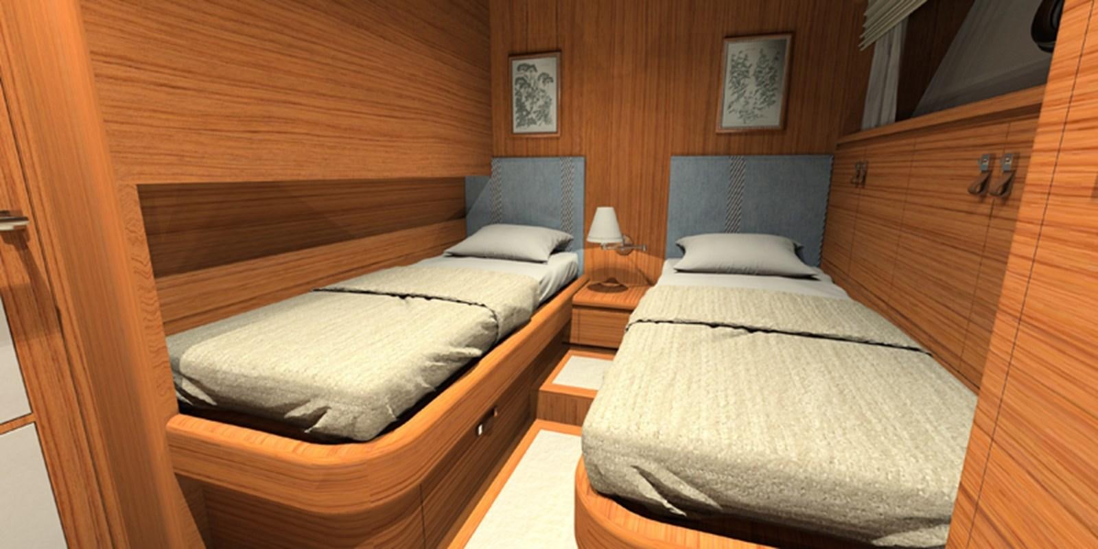a couple of beds in a room aboard NAVETTA 656 Yacht for Sale