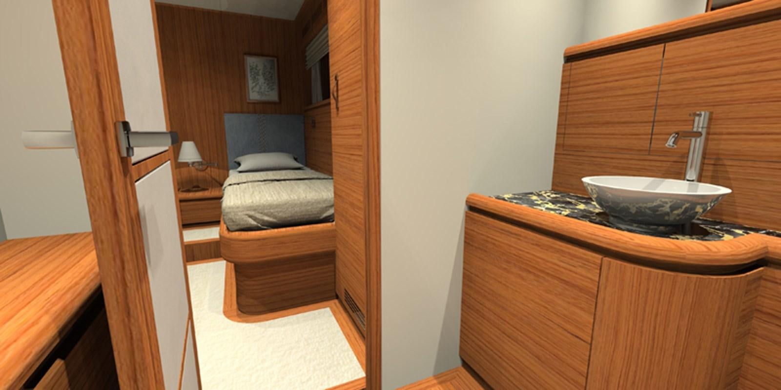 a sink and a bed in a room aboard NAVETTA 656 Yacht for Sale