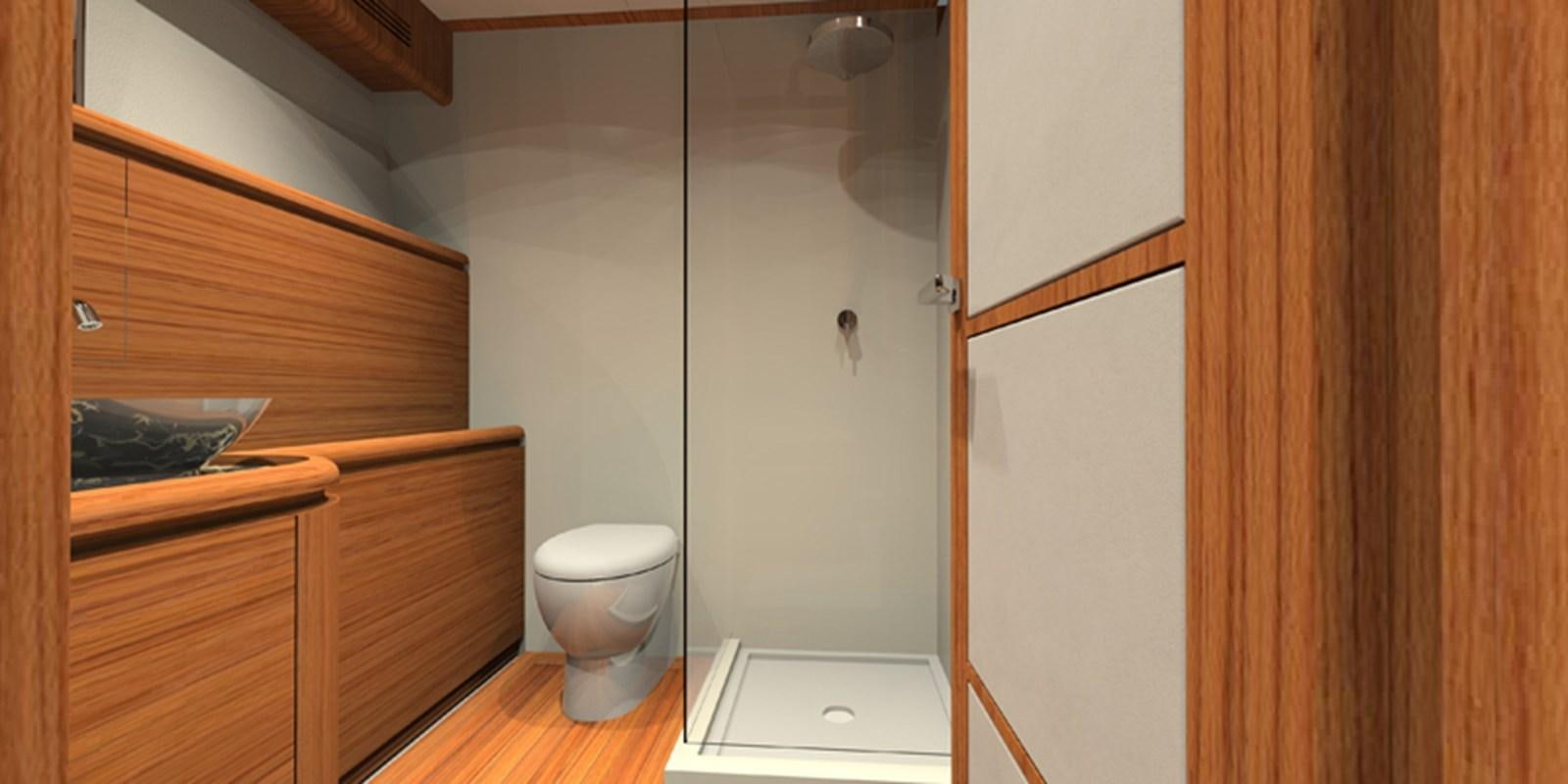 a bathroom with a toilet and a sink aboard NAVETTA 656 Yacht for Sale