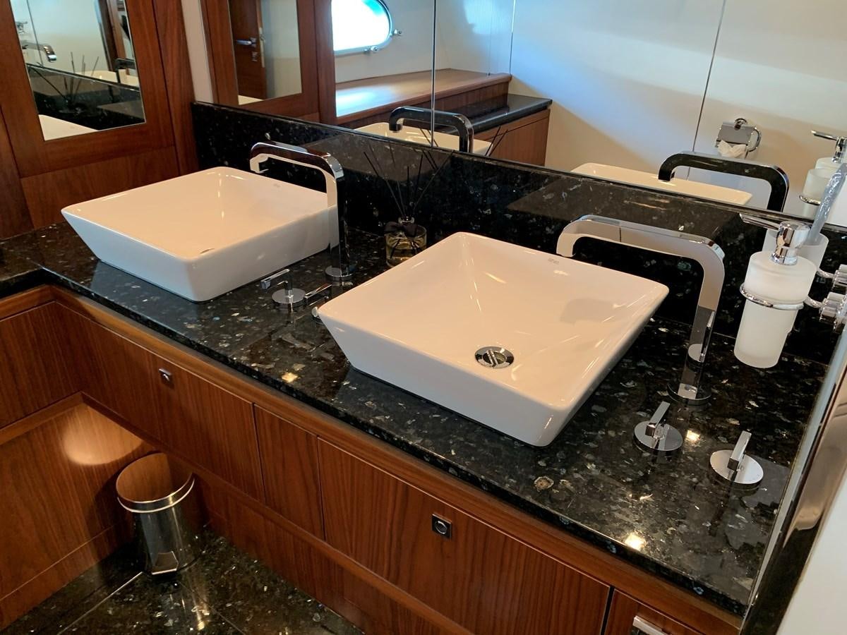 a sink and a mirror aboard KAPUSHA Yacht for Sale