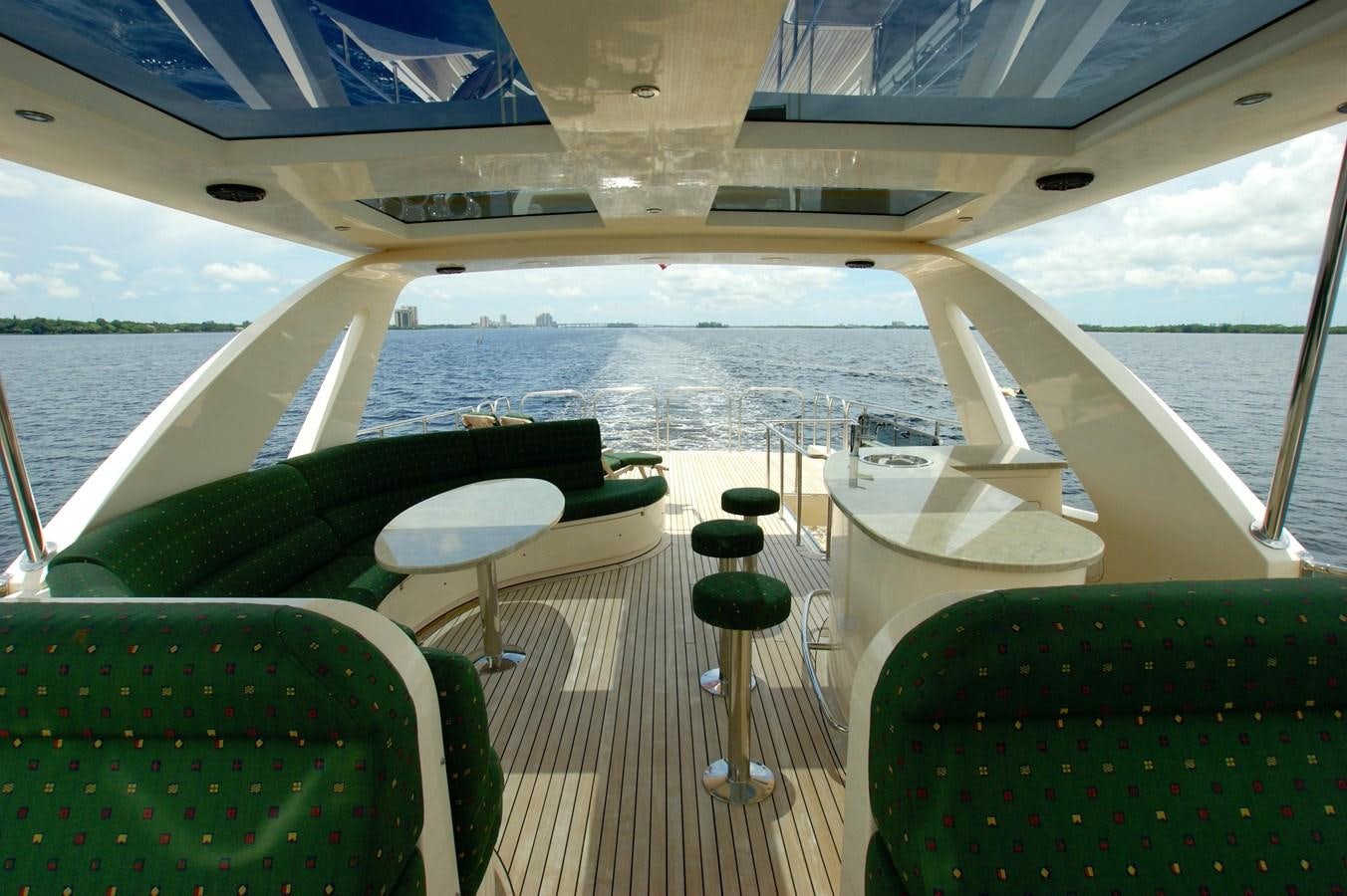a boat with a table and chairs on a deck aboard LORI ANN Yacht for Sale