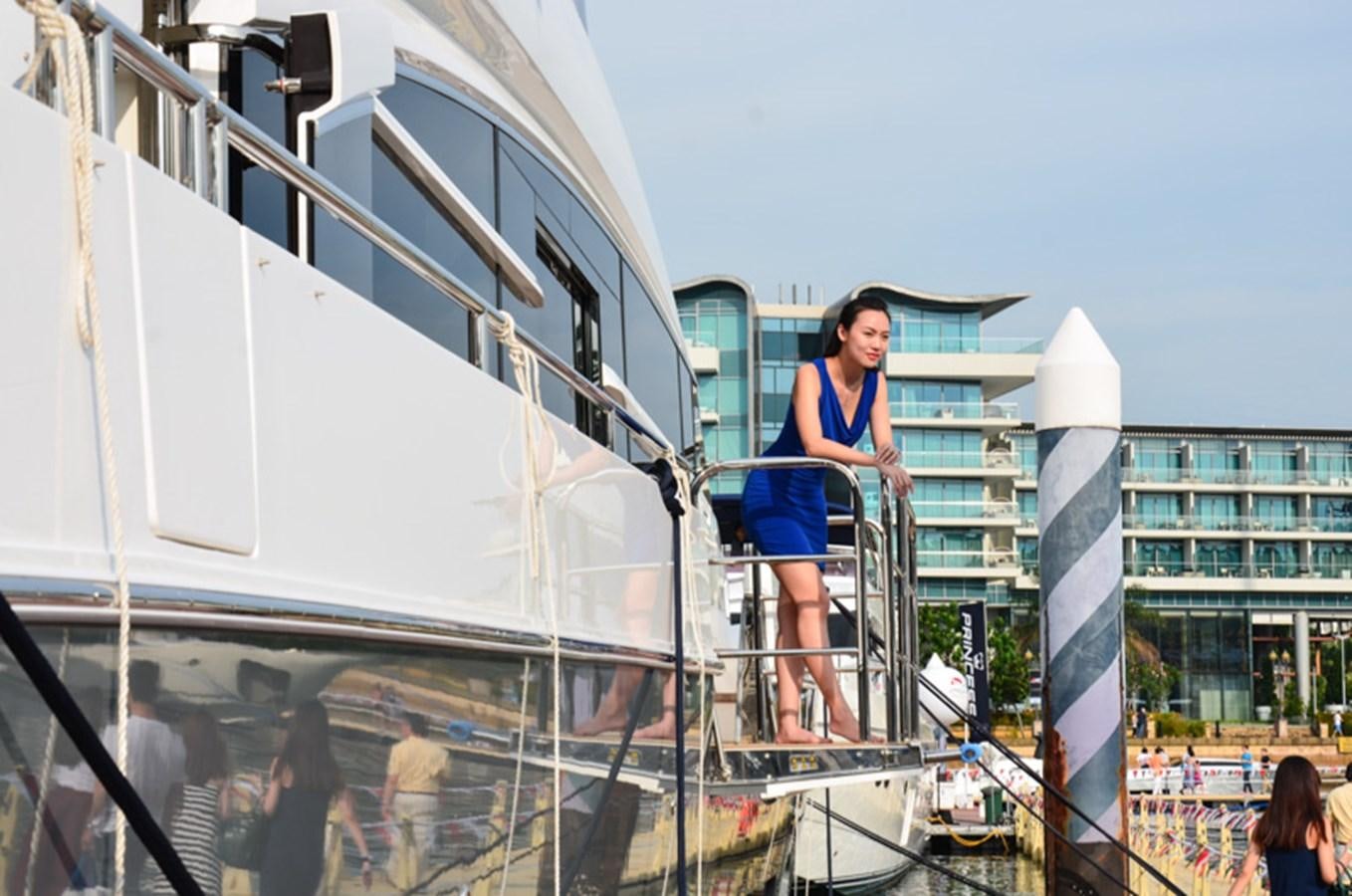 a person standing on a boat aboard SEDNA Yacht for Sale