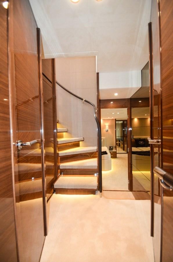 a large metal staircase in a building aboard SEDNA Yacht for Sale