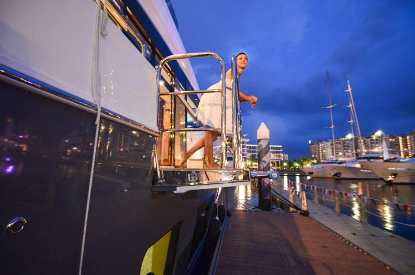 a person standing on a boat aboard SEDNA Yacht for Sale