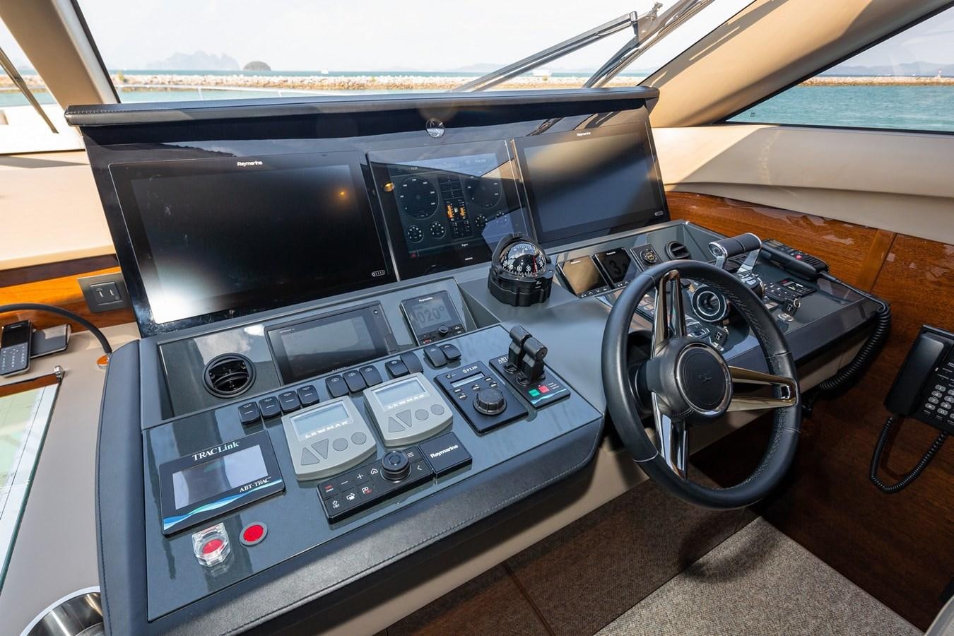 the inside of a car aboard OCEAN Yacht for Sale