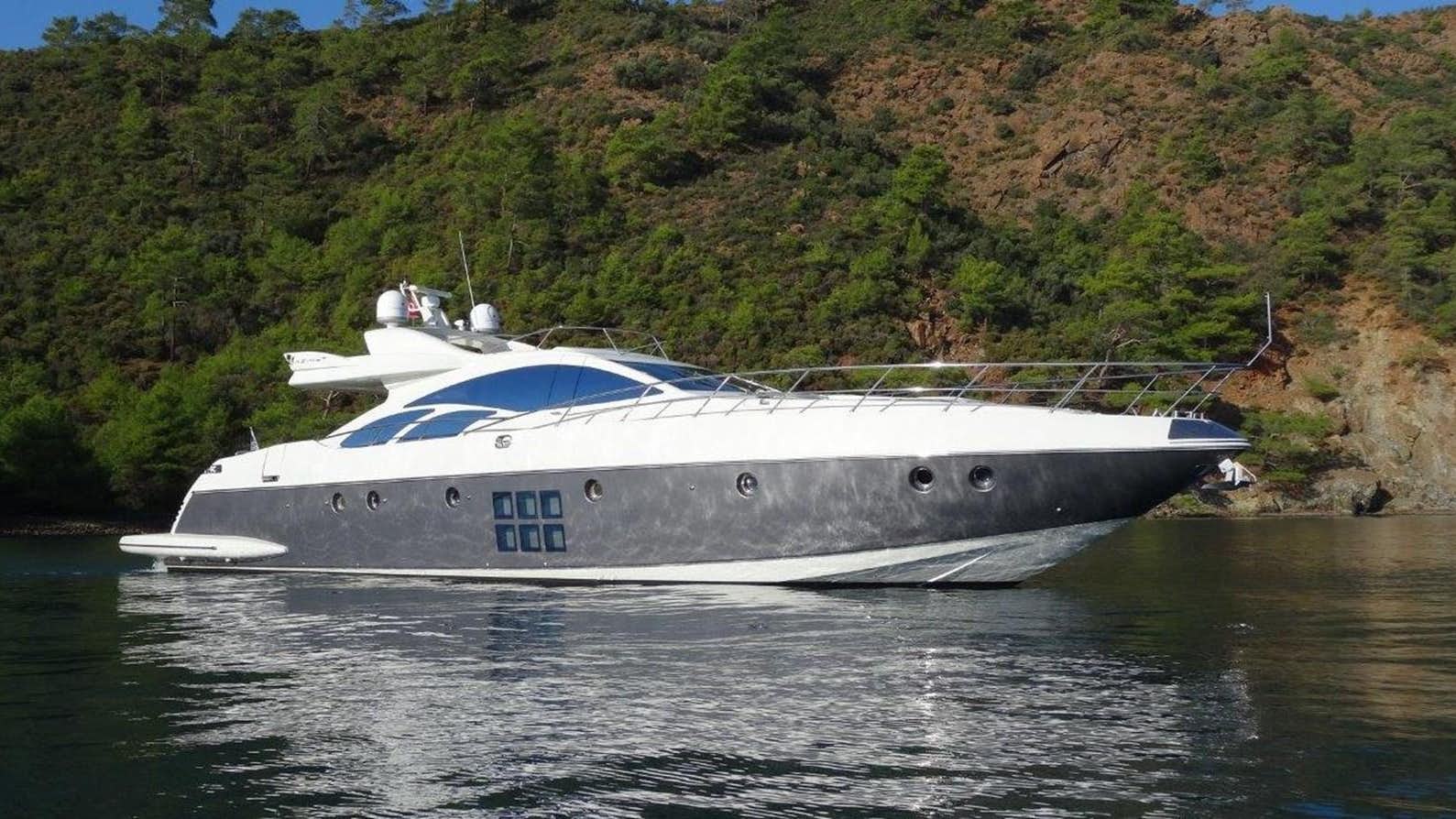 a white yacht in the water aboard PATRIOT Yacht for Sale