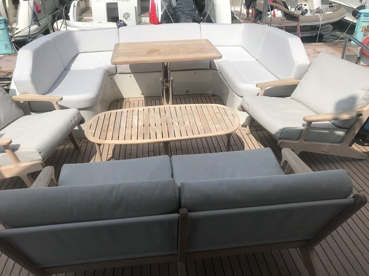 a row of seats aboard PATRIOT Yacht for Sale